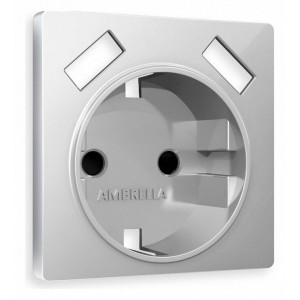 Накладка для розетки с заземлением и со шторками и 2хUSB type A Ambrella Volt Quant AP4090