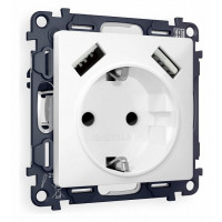 Розетка с заземлением и со шторкой и 2хUSB type A, без рамки Ambrella Volt Quant MA129010