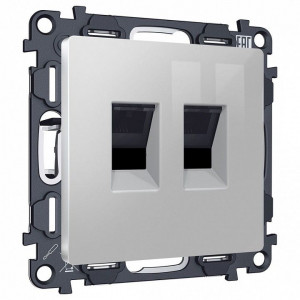 Розетка двойная Ethernet RJ-45 и со шторками, без рамки Ambrella Volt ALFA MA412110 Розетка двойная Ethernet RJ-45 и со шторками, без рамки Ambrella Volt ALFA MA412110