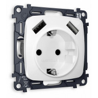 Розетка с заземлением и 2хUSB type A, без рамки Ambrella Volt MO MO109010
