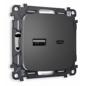 Розетка 2хUSB type A и C без рамки Ambrella Volt Quant MO661010 Розетка 2хUSB type A и C без рамки Ambrella Volt Quant MO661010
