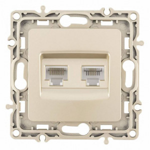 Розетка двойная RJ-11 и Ethernet RJ-45, без рамки Arte Milano am-217 217.44-1.shampan