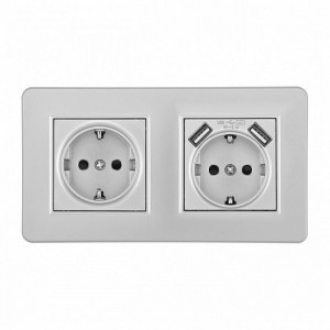 Розетка с заземлением и со шторкой и 2хUSB Arte Milano SET16-2 SET16-2-47-1-40-1 silver Розетка с заземлением и со шторкой и 2хUSB Arte Milano SET16-2 SET16-2-47-1-40-1 silver