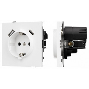 Розетка 2хUSB type A и C без рамки Arlight SCT-TENDO 054086