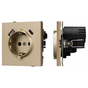 Розетка 2хUSB type A и C без рамки Arlight SCT-TENDO 054608