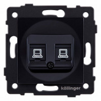 Розетка двойная Ethernet RJ-45 и со шторками, без рамки Kollinger  REA-019BK