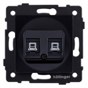 Розетка двойная Ethernet RJ-45 и со шторками, без рамки Kollinger REA-019BK Розетка двойная Ethernet RJ-45 и со шторками, без рамки Kollinger REA-019BK