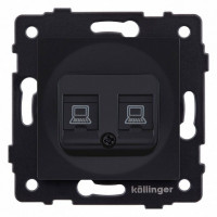 Розетка двойная Ethernet RJ-45 и со шторками, без рамки Kollinger  REA-019BM