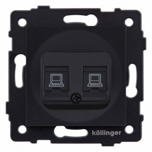 Розетка двойная Ethernet RJ-45 и со шторками, без рамки Kollinger REA-019BM Розетка двойная Ethernet RJ-45 и со шторками, без рамки Kollinger REA-019BM