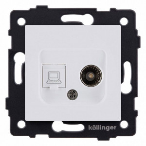 ТВ-розетка и розетка Ethernet RJ-45 без рамки Kollinger REA-021WM ТВ-розетка и розетка Ethernet RJ-45 без рамки Kollinger REA-021WM