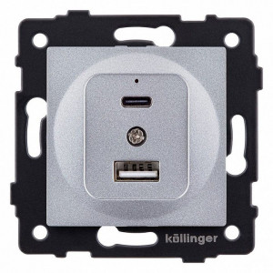Розетка 2хUSB type A и C без рамки Kollinger REA-037GY Розетка 2хUSB type A и C без рамки Kollinger REA-037GY