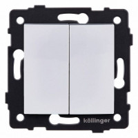 Выключатель проходной двухклавишный без рамки Kollinger  REA-R-009WH
