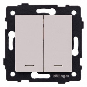 Выключатель двухклавишный с подсветкой без рамки Kollinger REA-S-014CM Выключатель двухклавишный с подсветкой без рамки Kollinger REA-S-014CM