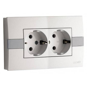 Розетка двойная с заземлением Mono Electric Eсо 101-010104-120 Розетка двойная с заземлением Mono Electric Eсо 101-010104-120
