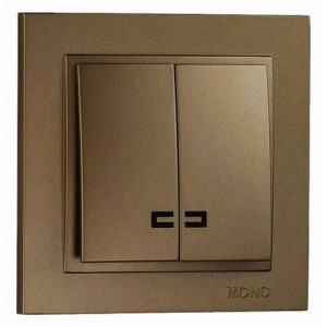 Выключатель двухклавишный с подсветкой Mono Electric Despina 102-232325-103 Выключатель двухклавишный с подсветкой Mono Electric Despina 102-232325-103