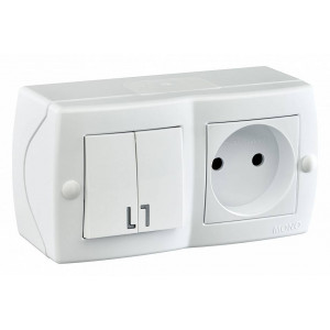 Блок с розеткой и выключателем Mono Electric Octans IP20 104-010101-182 Блок с розеткой и выключателем Mono Electric Octans IP20 104-010101-182