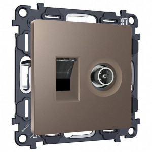 ТВ-розетка и розетка Ethernet RJ-45 без рамки Ambrella Volt ALFA MA642510 ТВ-розетка и розетка Ethernet RJ-45 без рамки Ambrella Volt ALFA MA642510