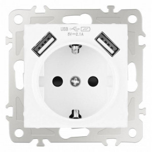 Розетка с заземлением и со шторкой и 2хUSB, без рамки Arte Milano am-206 206.47-1.white Розетка с заземлением и со шторкой и 2хUSB, без рамки Arte Milano am-206 206.47-1.white