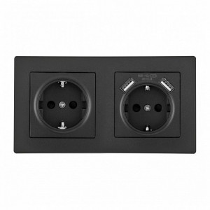 Розетка с заземлением и со шторкой и 2хUSB Arte Milano SET06-2 SET06-2-47-1-40-1 black Розетка с заземлением и со шторкой и 2хUSB Arte Milano SET06-2 SET06-2-47-1-40-1 black