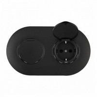 Розетка с заземлением и шторкой, с крышкой Arte Milano SET08-2 SET08-2-41-1x2 black
