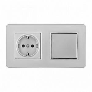 Блок с розеткой и выключателем Arte Milano SET16-2 SET16-2-40-1-30-1 silver Блок с розеткой и выключателем Arte Milano SET16-2 SET16-2-40-1-30-1 silver