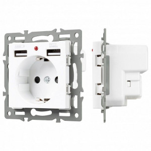 Розетка с заземлением и 2хUSB type A, без рамки Arlight SCT 043733