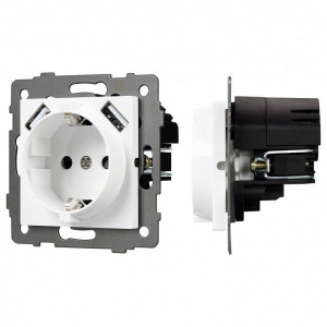 Розетка с заземлением и 2хUSB type A, без рамки Arlight SCT 049818