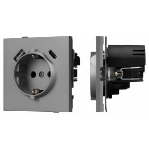 Розетка 2хUSB type A и C без рамки Arlight SCT-TENDO 054088