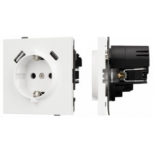 Розетка 2хUSB type A и C без рамки Arlight SCT-TENDO 054610