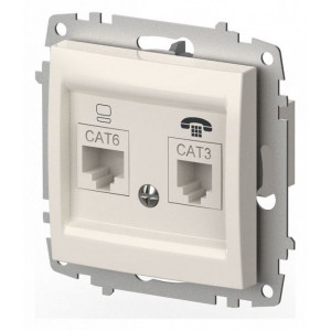 Розетка двойная RJ-12 и Ethernet RJ-45, без рамки Elbi Eleсtriс Zena Vega 609-010200-249