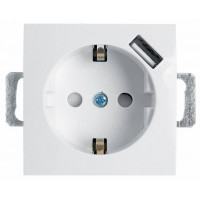 Розетка с заземлением и с шторками и USB, без рамки Stekker PST16-9111 39318