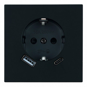 Розетка с заземлением и со шторкой и 2хUSB type A и C, без рамки Stekker Мия 50452 Розетка с заземлением и со шторкой и 2хUSB type A и C, без рамки Stekker Мия 50452