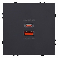 Розетка 2хUSB type A и C без рамки Kollinger Eclipse EC-024BK
