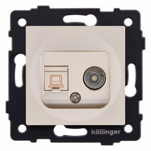ТВ-розетка и розетка Ethernet RJ-45 без рамки Kollinger REA-012GD ТВ-розетка и розетка Ethernet RJ-45 без рамки Kollinger REA-012GD