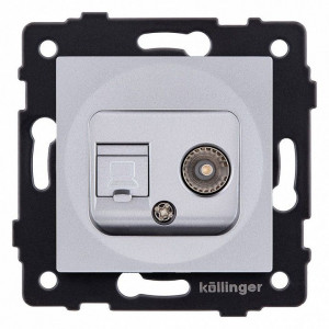 ТВ-розетка и розетка Ethernet RJ-45 без рамки Kollinger REA-012GY ТВ-розетка и розетка Ethernet RJ-45 без рамки Kollinger REA-012GY