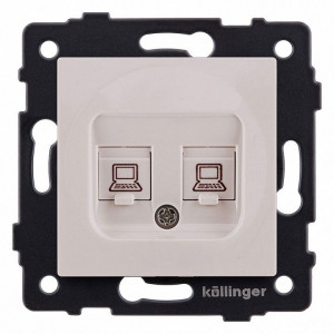 Розетка двойная Ethernet RJ-45 и со шторками, без рамки Kollinger REA-019CM Розетка двойная Ethernet RJ-45 и со шторками, без рамки Kollinger REA-019CM