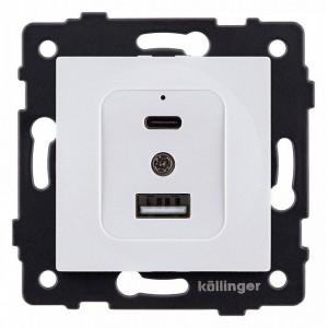 Розетка 2хUSB type A и C без рамки Kollinger REA-037WH Розетка 2хUSB type A и C без рамки Kollinger REA-037WH