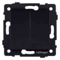 Выключатель проходной двухклавишный без рамки Kollinger  REA-S-009BK