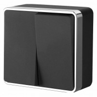 Выключатель двухклавишный Werkel Gallant (черный/хром) W5020035