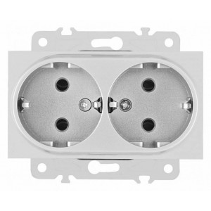 Розетка двойная с заземлением, без рамки Arte Milano am-203 203.40-2.silver