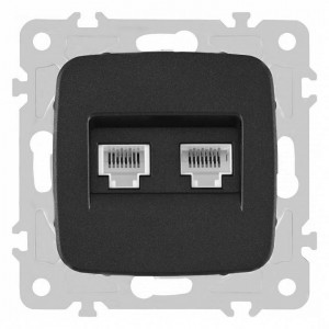 Розетка двойная RJ-11 и Ethernet RJ-45, без рамки Arte Milano am-205 205.44-1.black Розетка двойная RJ-11 и Ethernet RJ-45, без рамки Arte Milano am-205 205.44-1.black