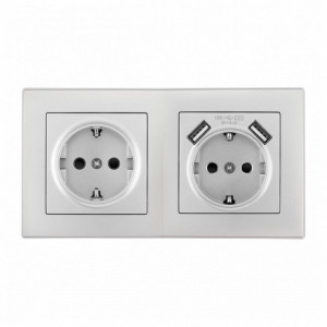 Розетка с заземлением и со шторкой и 2хUSB Arte Milano SET06-2 SET06-2-47-1-40-1 silver Розетка с заземлением и со шторкой и 2хUSB Arte Milano SET06-2 SET06-2-47-1-40-1 silver