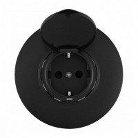 Розетка с заземлением и шторкой, с крышкой Arte Milano SET08-1 SET08-1-41-1 black