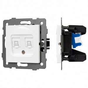 Розетка двойная RJ-12 и Ethernet RJ-45, без рамки Arlight SCT 049854 Розетка двойная RJ-12 и Ethernet RJ-45, без рамки Arlight SCT 049854