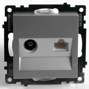 ТВ-розетка и розетка Ethernet RJ-45 без рамки Stekker GLS00-7106-03 49183 ТВ-розетка и розетка Ethernet RJ-45 без рамки Stekker GLS00-7106-03 49183