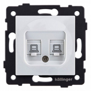 Розетка двойная Ethernet RJ-45 и со шторками, без рамки Kollinger REA-019WH Розетка двойная Ethernet RJ-45 и со шторками, без рамки Kollinger REA-019WH