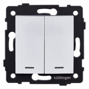 Выключатель проходной двухклавишный с подсветкой без рамки Kollinger REA-R-010WH Выключатель проходной двухклавишный с подсветкой без рамки Kollinger REA-R-010WH