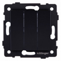 Выключатель трехклавишный без рамки Kollinger  REA-S-012BK