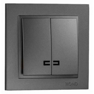 Выключатель двухклавишный с подсветкой Mono Electric Despina 102-202025-103 Выключатель двухклавишный с подсветкой Mono Electric Despina 102-202025-103