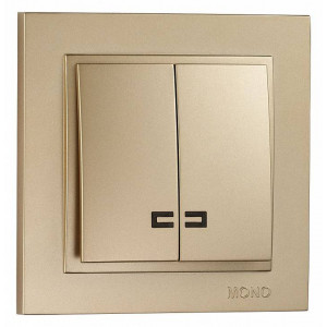 Выключатель двухклавишный с подсветкой Mono Electric Despina 102-222225-103 Выключатель двухклавишный с подсветкой Mono Electric Despina 102-222225-103